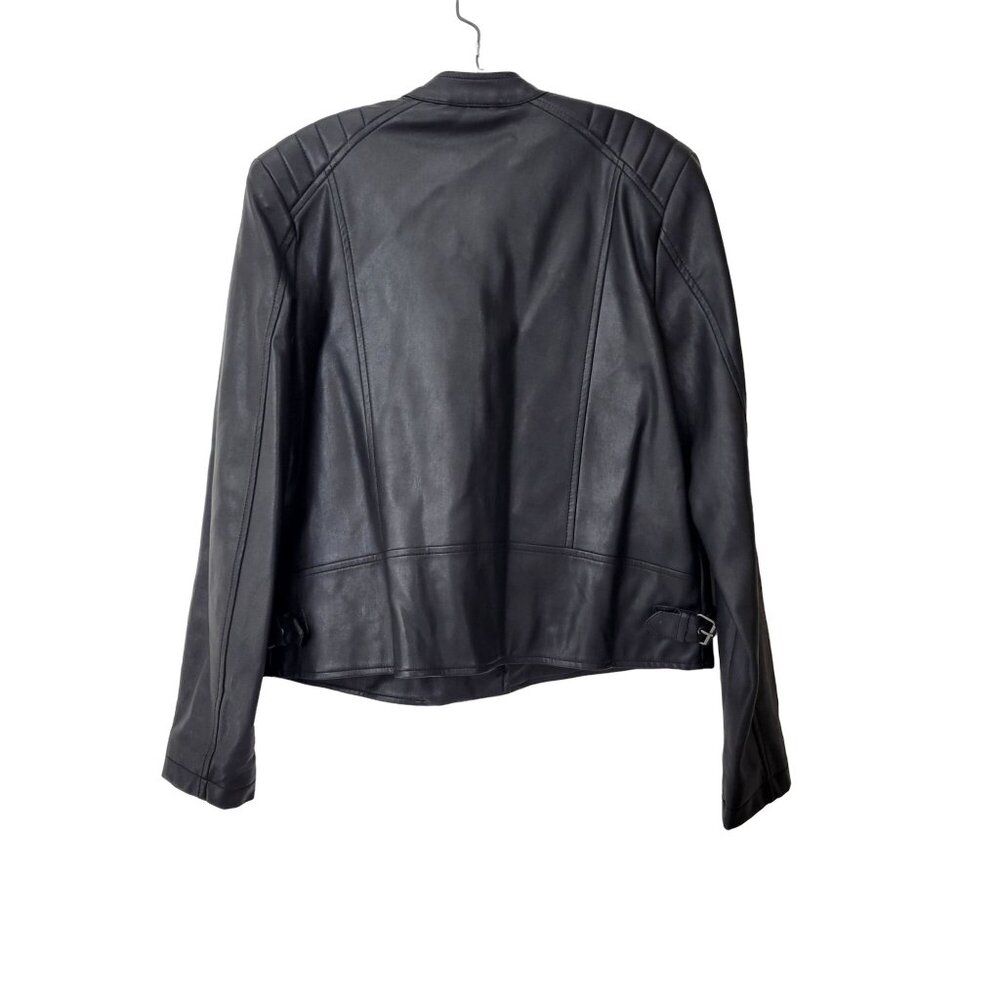 Moto Jacket Black Faux Leather Jaclyn Smith Collection - Picture 2 of 5